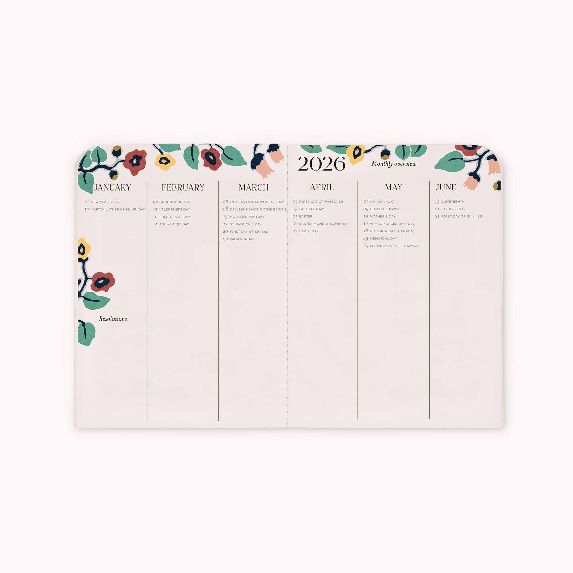 2026 Monthly Agenda Bloomsbury