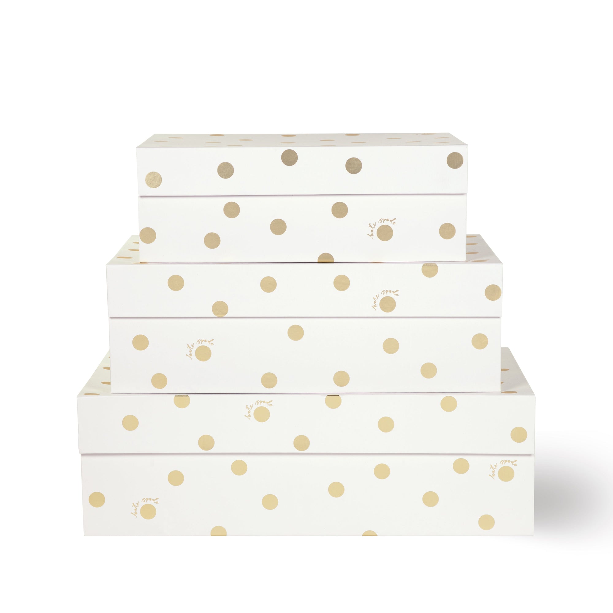 Nesting Boxes, Gold Dot with Script