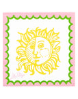 Yellow sun and moon design on a pink background with green border, featuring the Lilly Pulitzer logo.