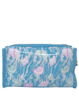 Blue pouch with jellyfish pattern on a white background
