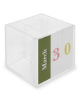 White cube-shaped calendar with 'March 30' on a white background