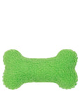 Green bone-shaped toy on a white background