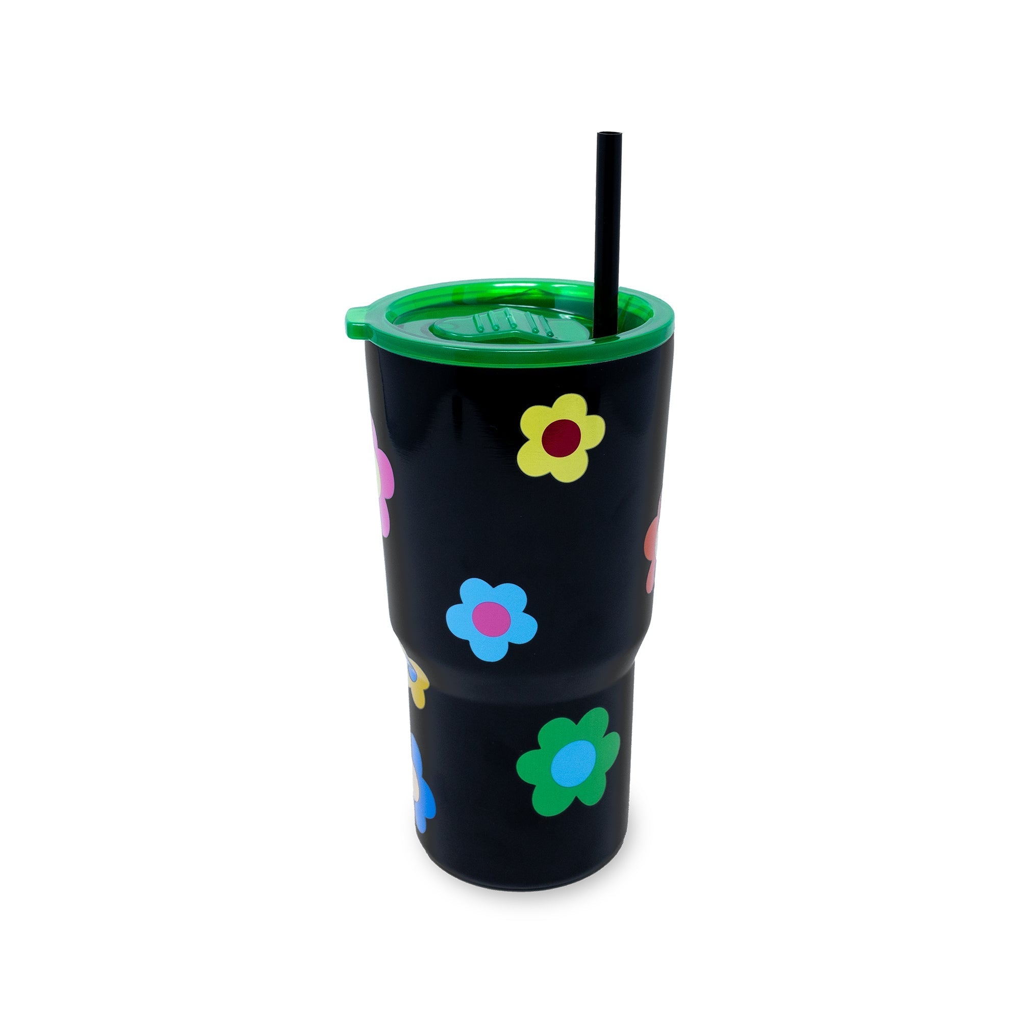 Stainless Steel 20 oz. Tumbler with Straw, Gingham Garden