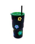 Stainless Steel 20 oz. Tumbler with Straw, Gingham Garden
