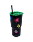 Stainless Steel 20 oz. Tumbler with Straw, Gingham Garden