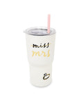 Stainless Steel 20 oz. Tumbler with Straw, Miss to Mrs.