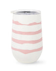 White tumbler with pink stripes on a white background