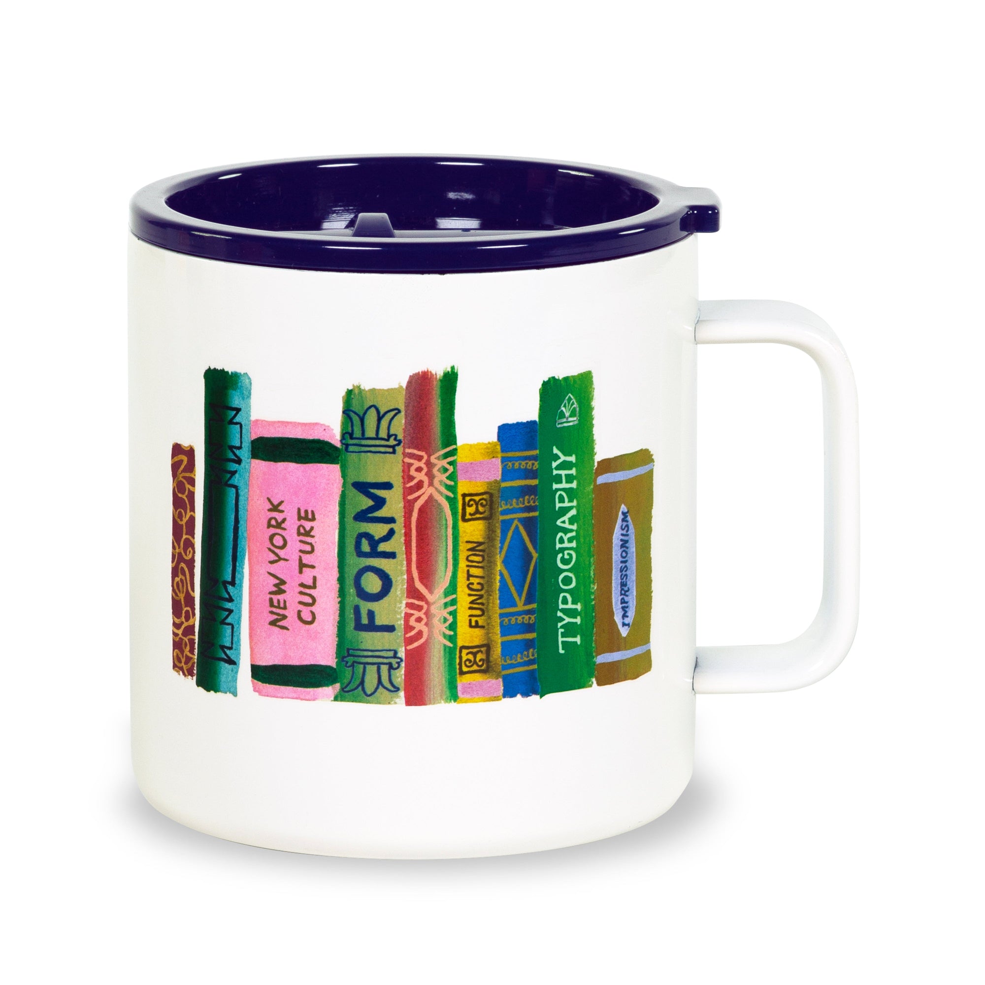 Stainless Steel Coffee Mug, Bookshelf