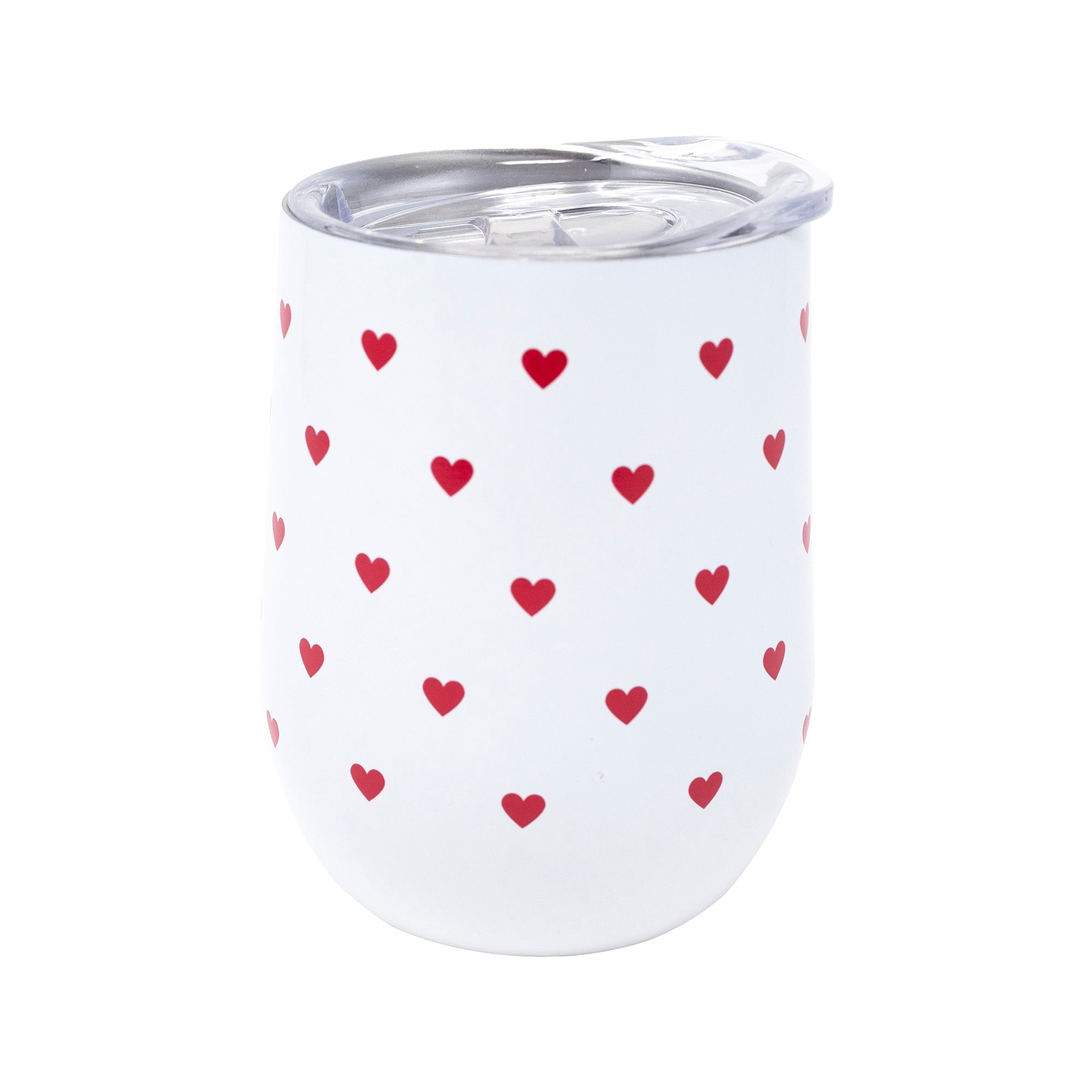 Stainless Steel Wine Tumbler, Mini Hearts Red