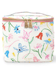 Small rectangular bag with colorful floral pattern on a white background