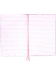 Notebook with pink binding on a white background