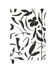 Notebook with black floral pattern on a white background