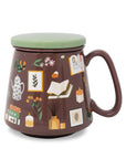 Decorative mug with illustrations on a white background