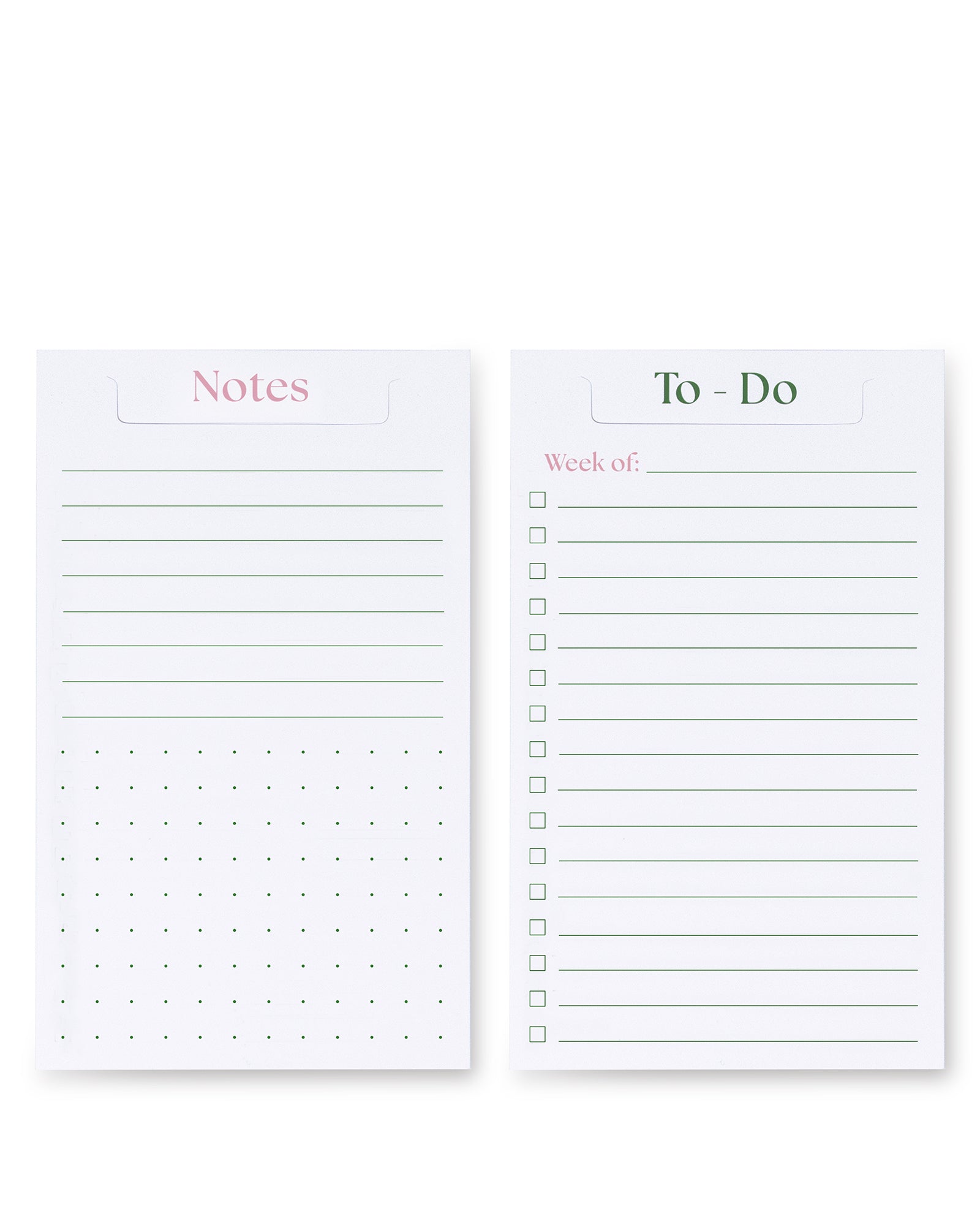 Two white notepads with 'Notes' and 'To-Do' sections on a white background