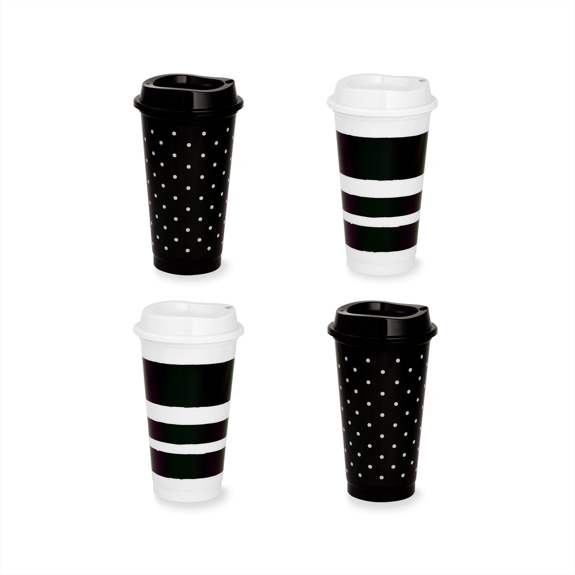 Reusable Travel Tumbler Set, Dots and Stripes