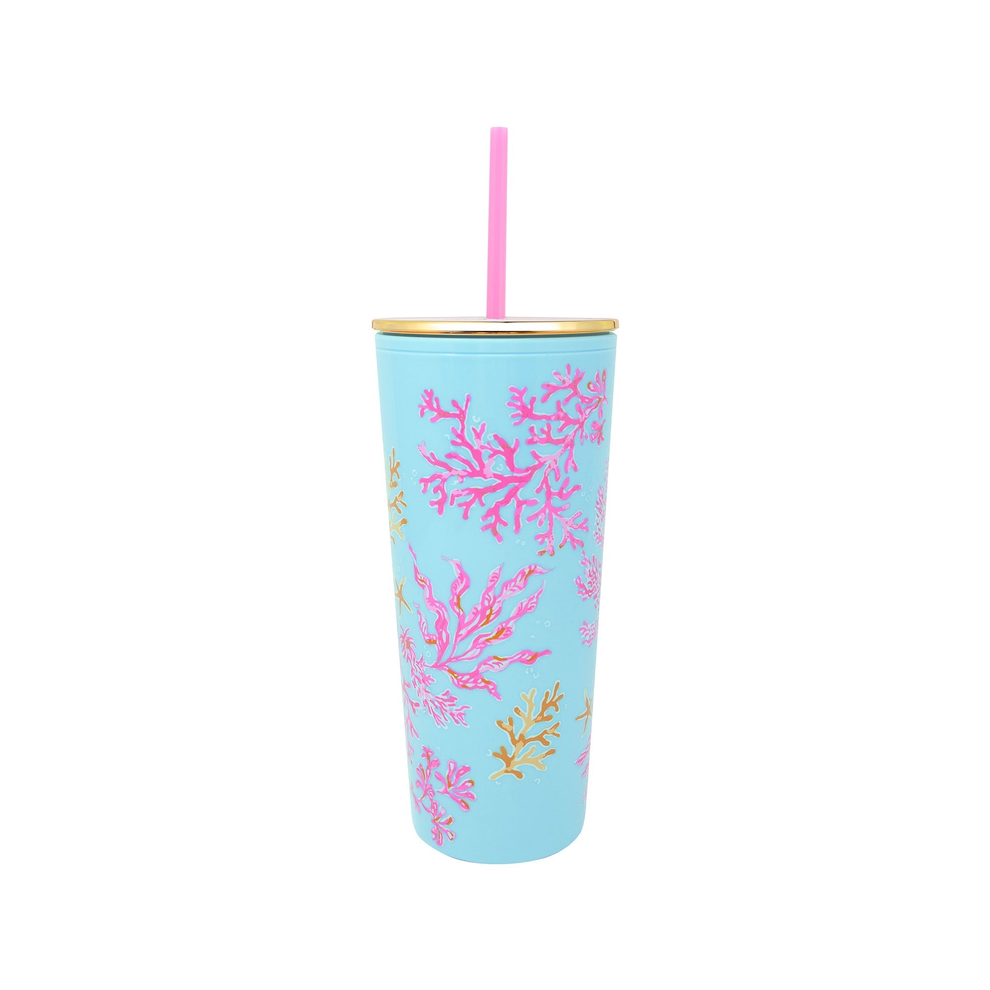 Tumbler with Straw, Royal Coral
