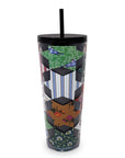 Double Wall Tumbler with Straw, Star Patchwork