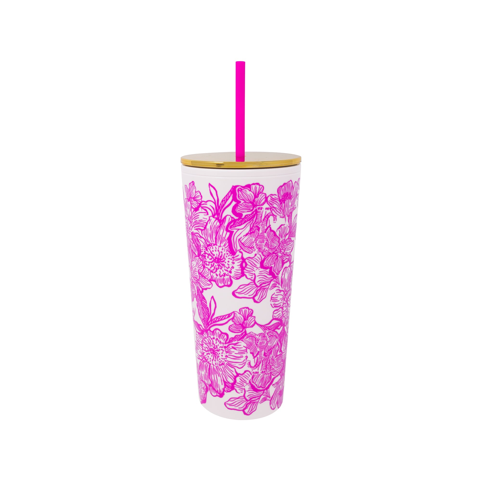 Tumbler with Straw, Unforgettable Pink