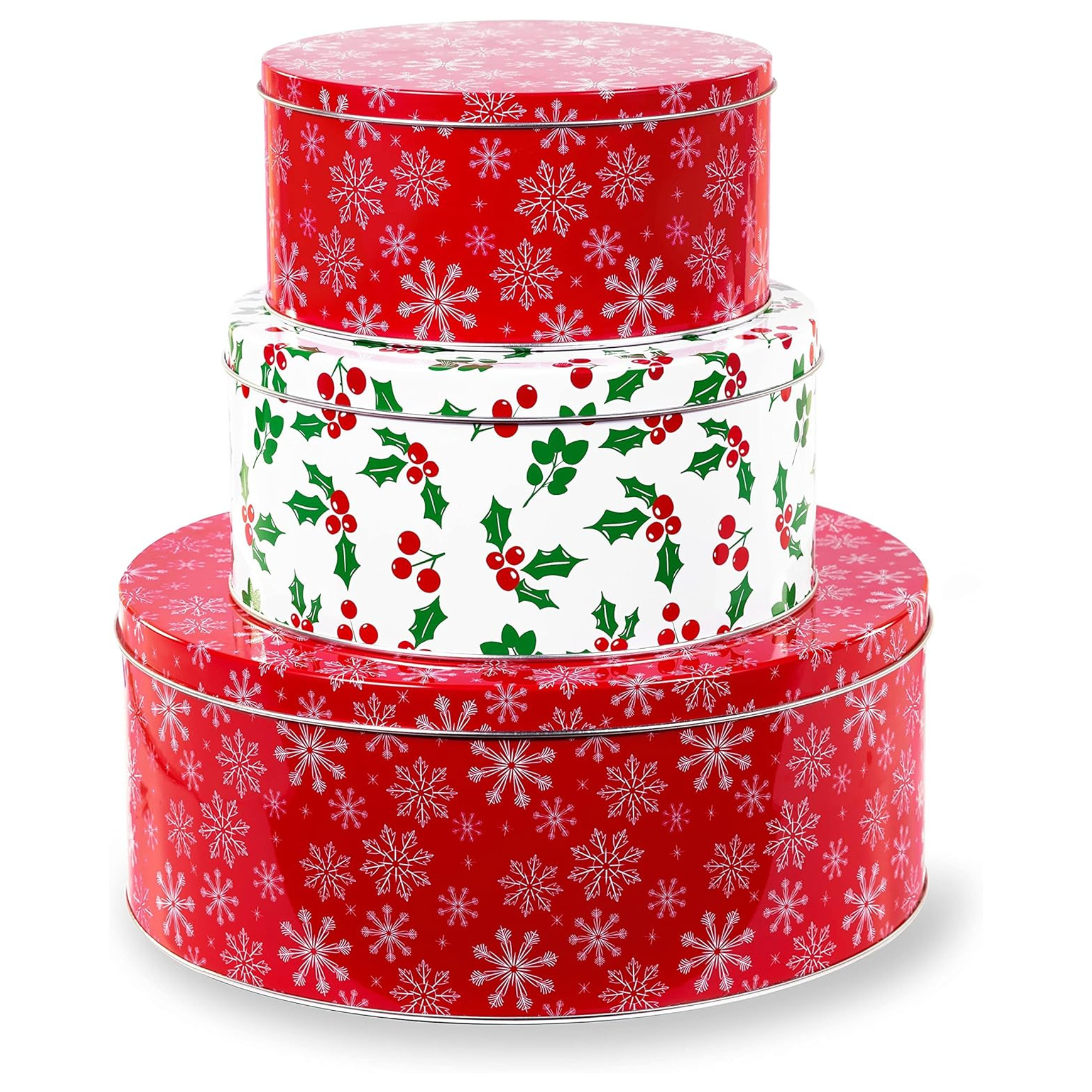 Cookie Tins (Set of 3), Snowflake and Holly