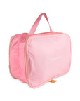 Pink travel bag with a handle on a white background
