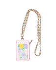 Floral phone case with a beaded lanyard on a white background