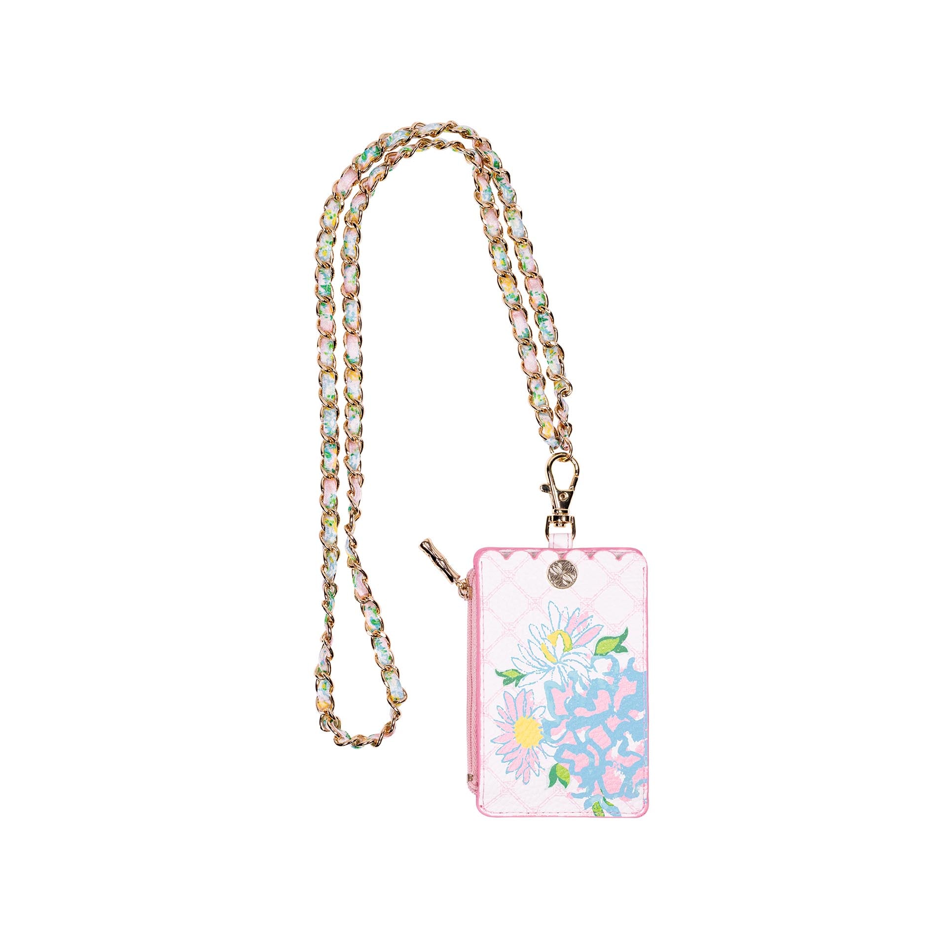 Floral phone case with lanyard on a white background
