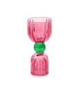 Pink shot glass with green circle center