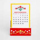 month of september - 2027 colorful desk calendar with scandinavian folk floral print