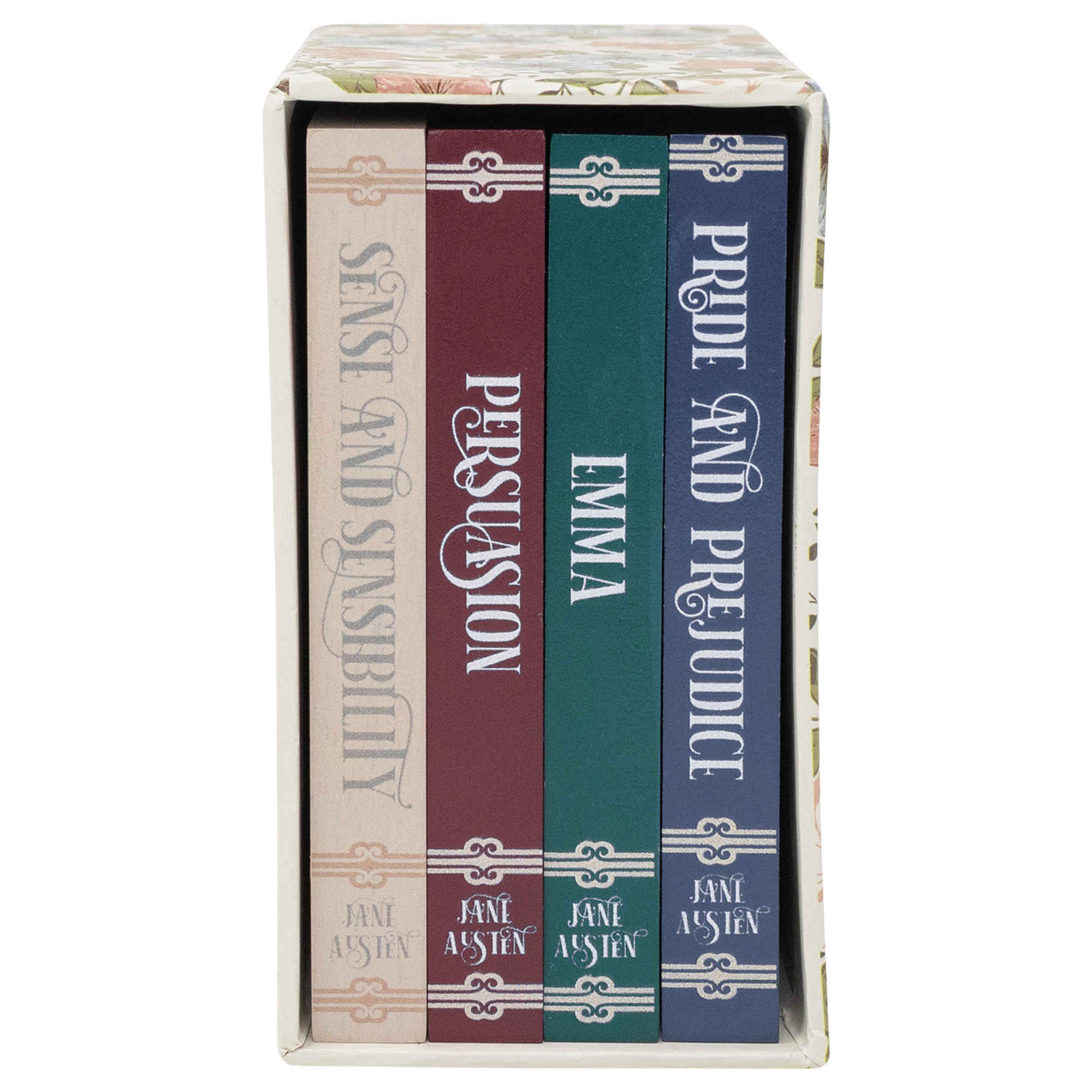 Set of Jane Austen coasters in a decorative box