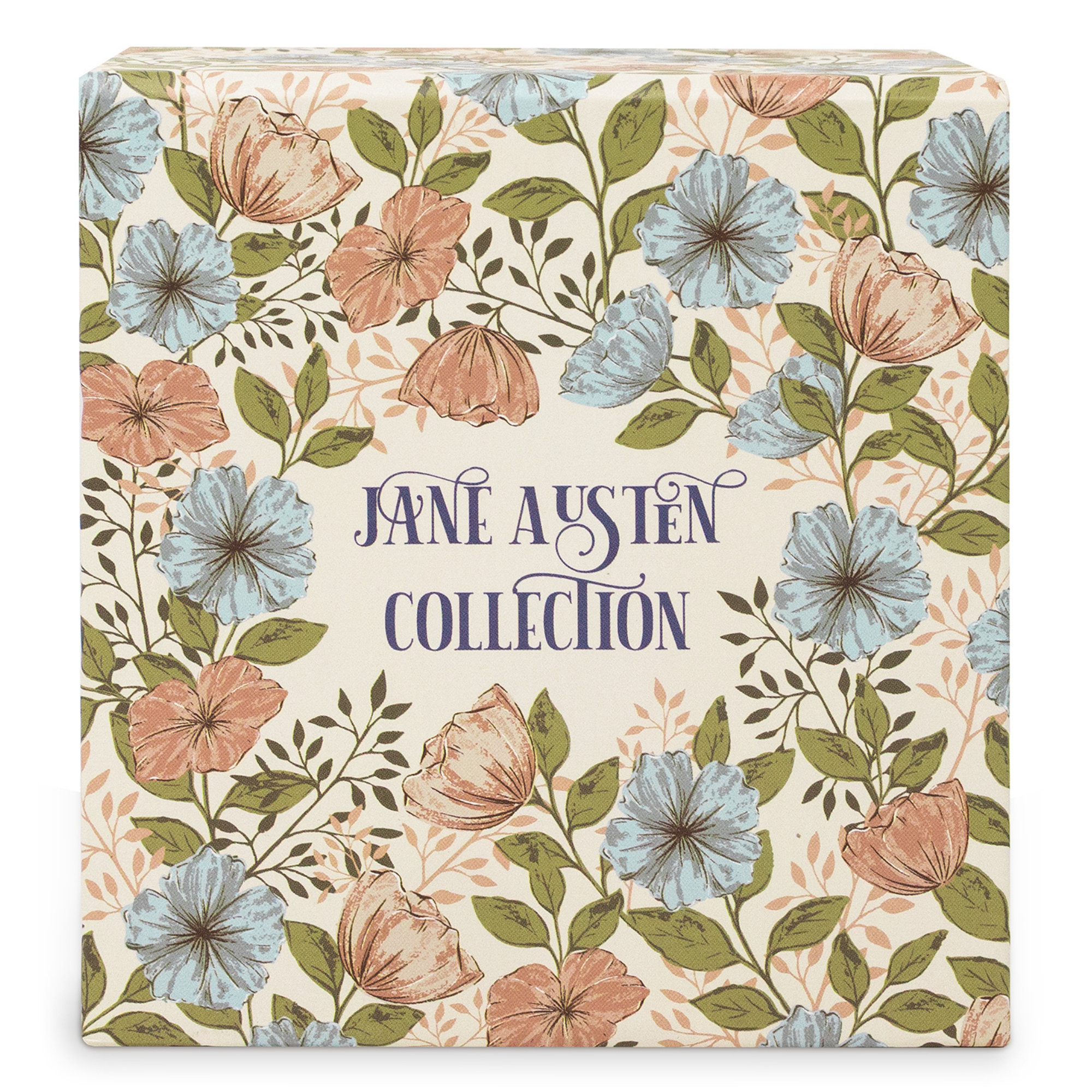 Jewelry box with floral design and 'Jane Austen Collection' text on a white background
