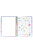 Notebook with colorful illustrations on a white background