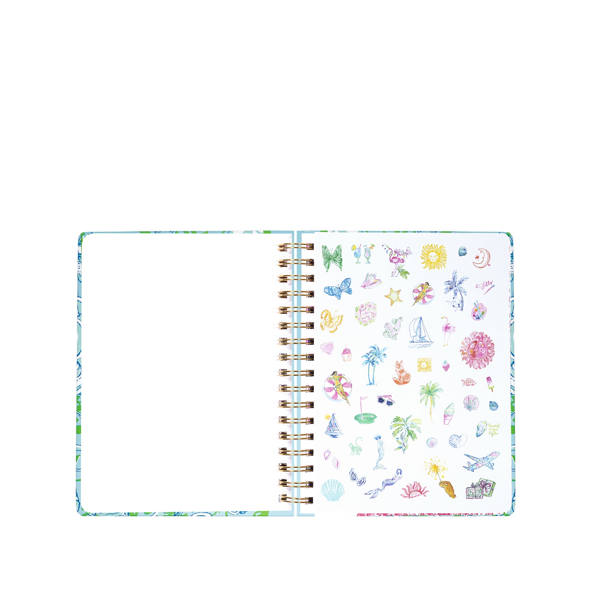 planner with colorful illustrations on a white background