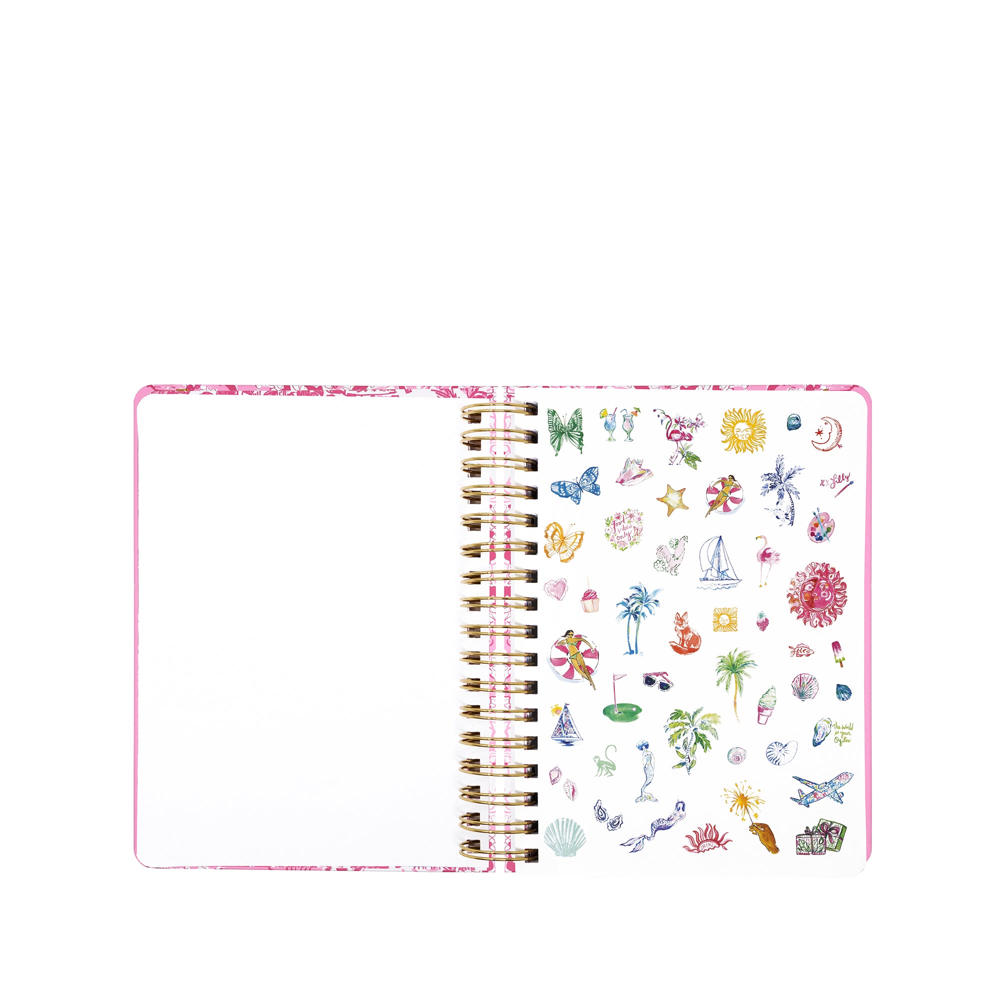 planner with colorful illustrations on a white background
