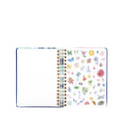 planner with colorful stickers on a white background