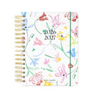 Floral-patterned planner with 2026-2027 dates on a white background