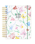 Floral-patterned planner with 2026-2027 dates on a white background