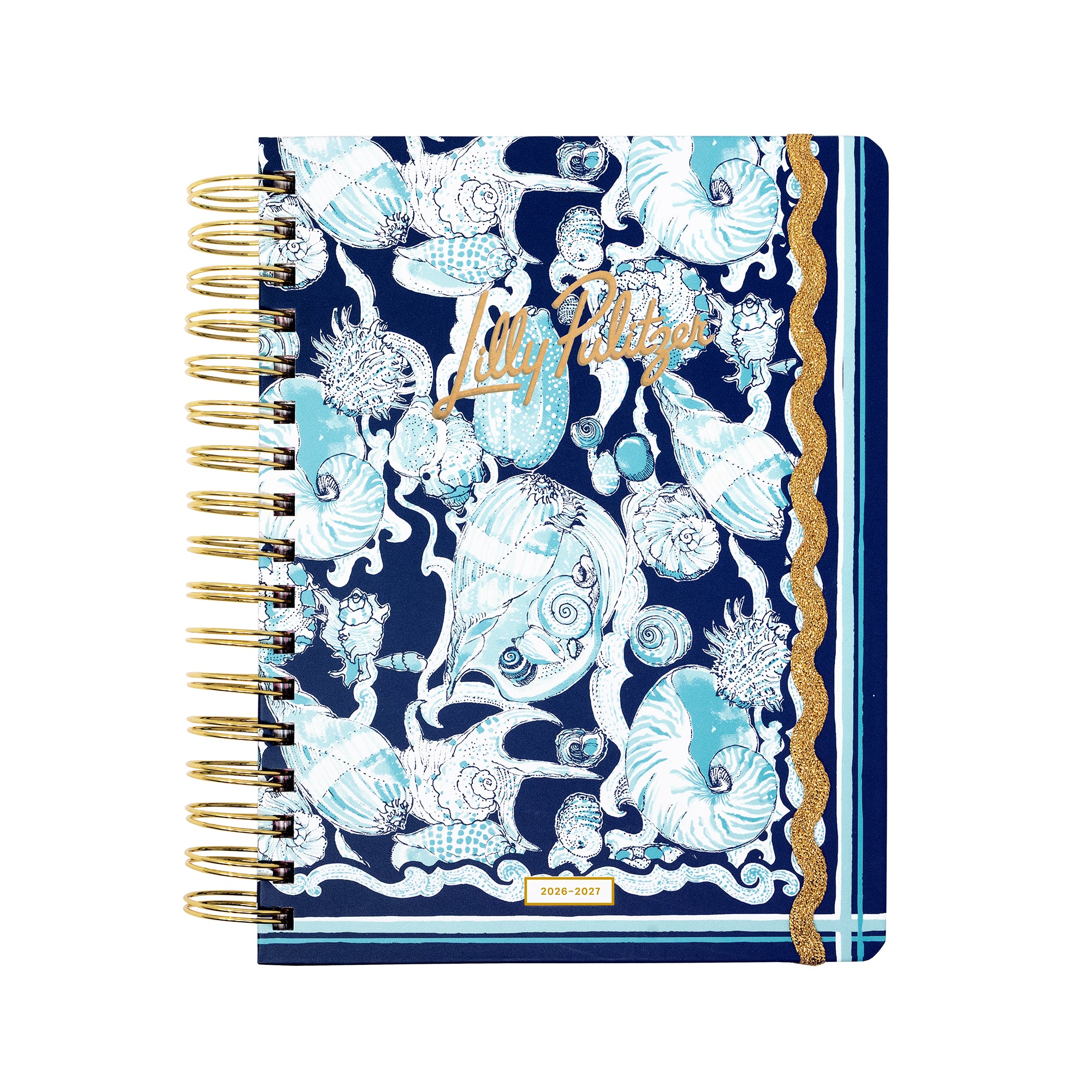 planner with seashell pattern and Lilly Pulitzer branding on a white background