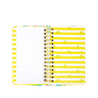 Set of planner with yellow and white striped covers on a white background