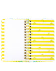 Set of planner with yellow and white striped covers on a white background
