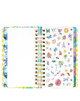 Planner with colorful stickers on a white background