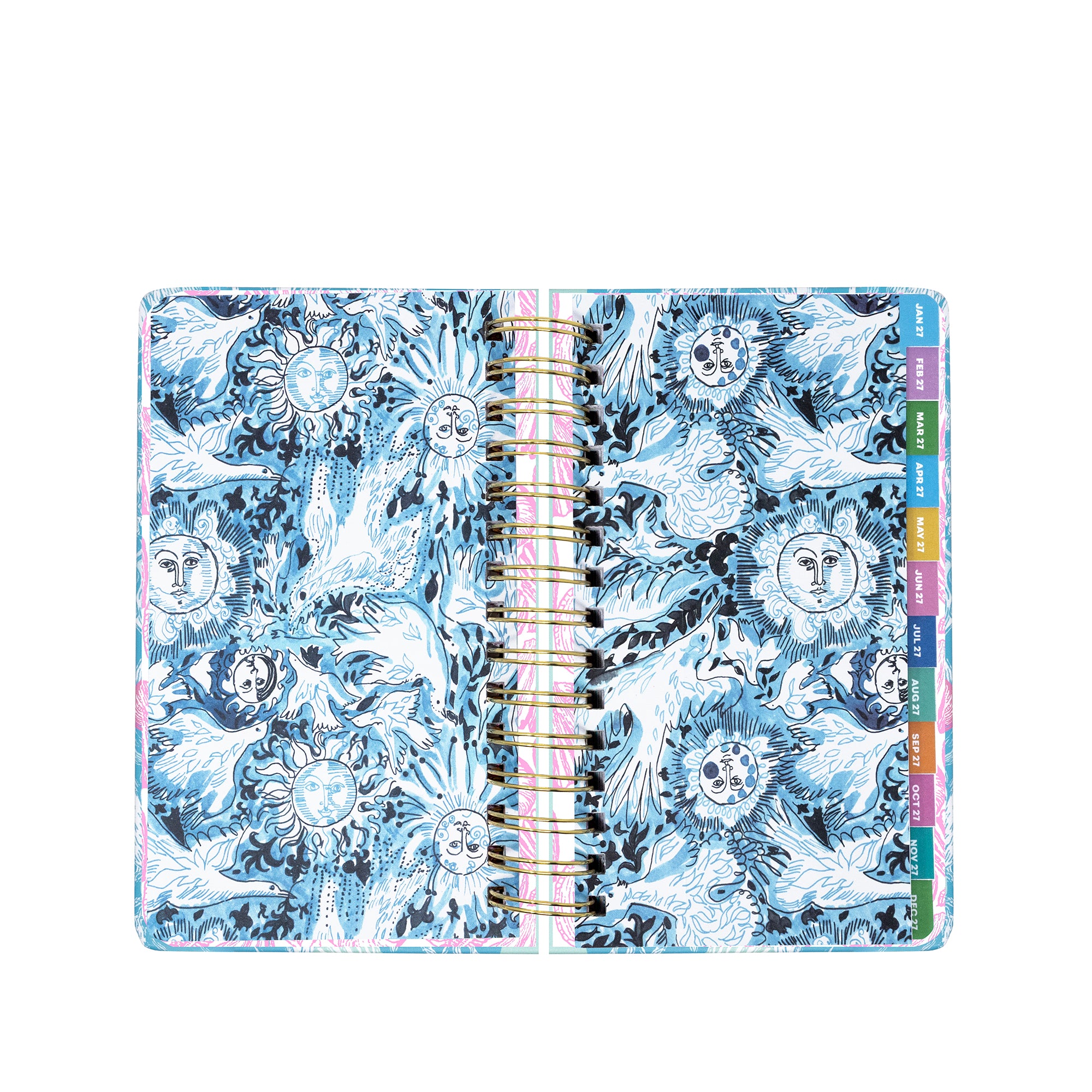 Planner with celestial design on a white background
