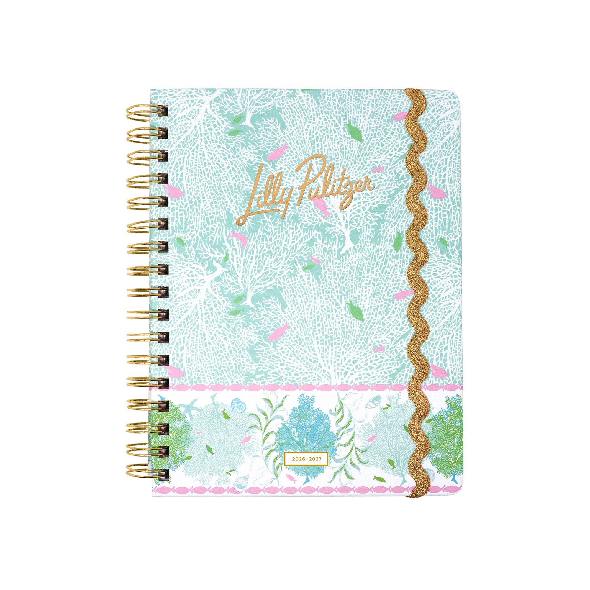 Monthly planner with floral design and 'Lilly Pulitzer' branding on a white background