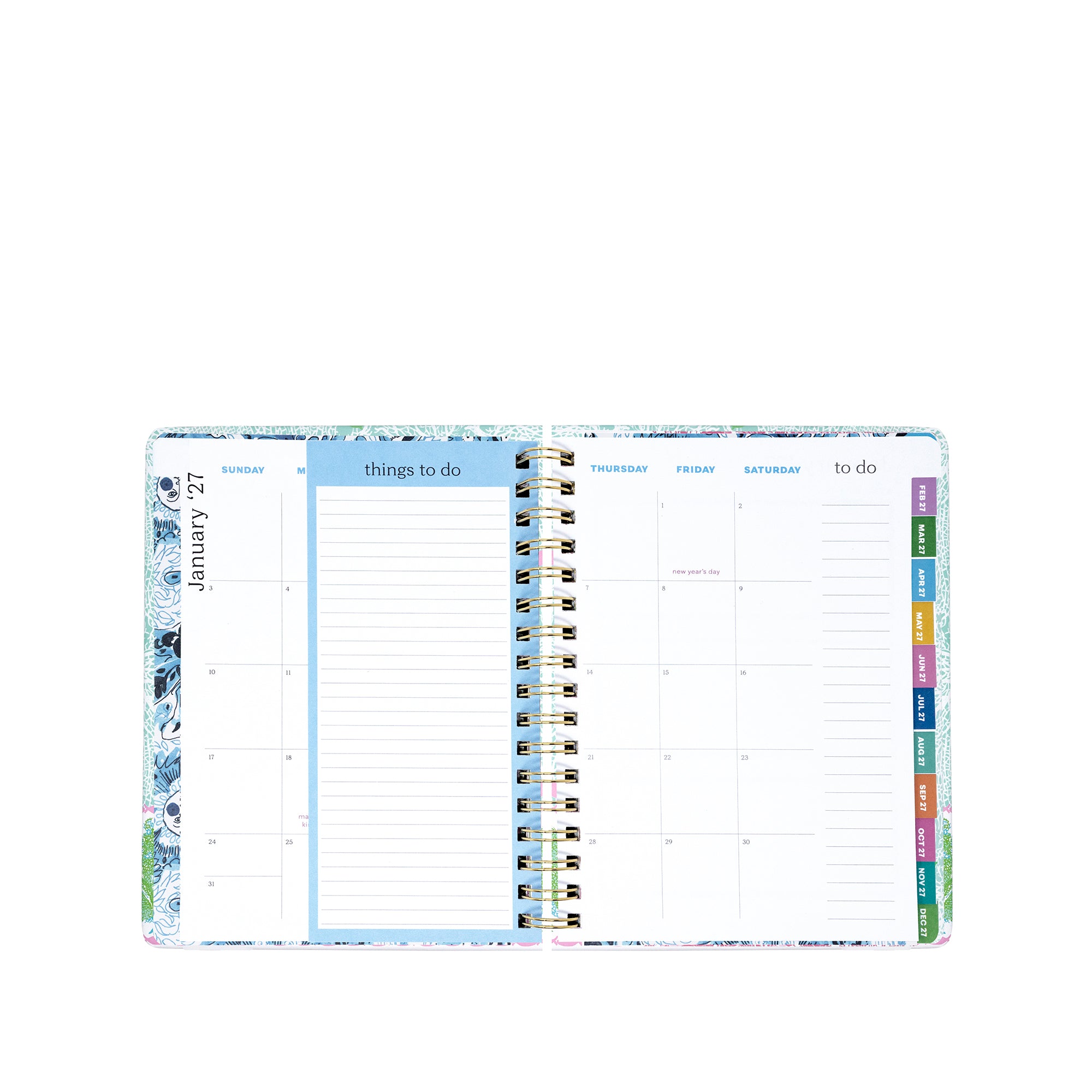 Planner with monthly view and to-do list on a white background