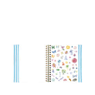 Spiral-bound planner with colorful illustrations on a white background