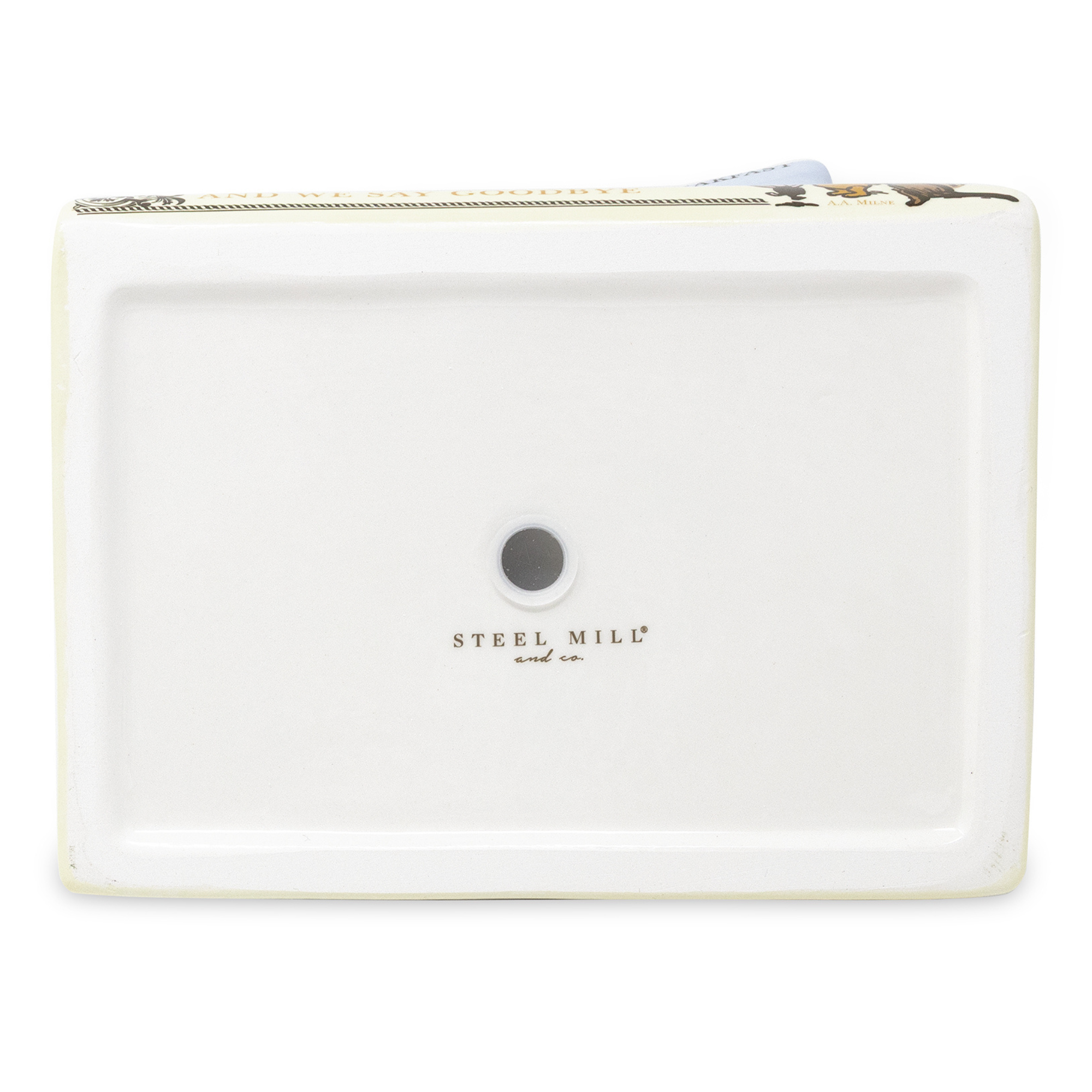 White pouch with 'Steel Mill' branding on a white background