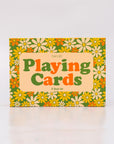 Playing cards packaging with floral design and 'bando Playing Cards' text on a white background