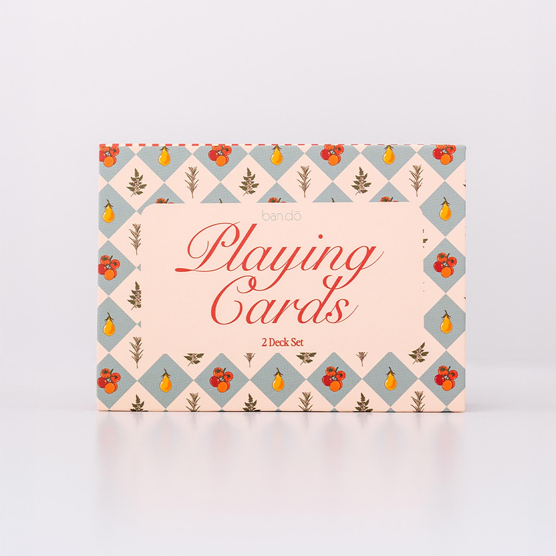 Playing cards box with decorative pattern on a white background