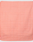 Red and white checkered fabric on a light gray background