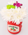 strawberry jam petite ceramic vase with a bouquet in the top