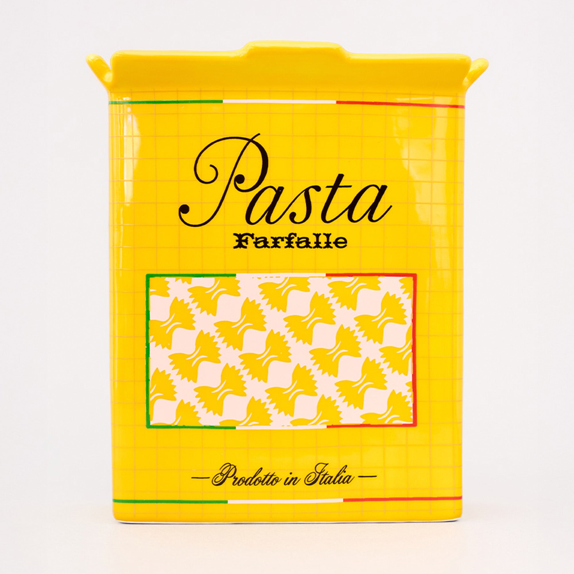 yellow pasta box vase 